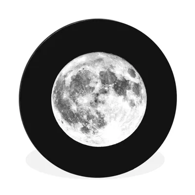 Produktbild von MuchoWow® Aluminium Wandkreis Mond der Himmel mit Schatten - schwarz und weiß Ø 30 cm Wanddeko Modern Wohnzimmer - Wand Bild - Wohnzimmer - Runde Bilder - Alubilder - Kunst für zu Hause - Aluminium - Wanddekoration