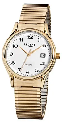 Produktbild von Regent Herren Armbanduhr F-873 Edelstahl Zugband gelbgold IP