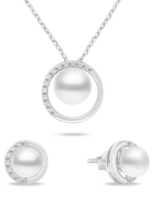 Produktbild von Elegantes Echtperlen-Schmuckset SET251W (Ohrringe, Halskette)