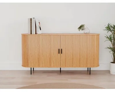 Image de Buffet KAJSA - Chene & Noir - 2 portes - 160 x 40 x 80 cm