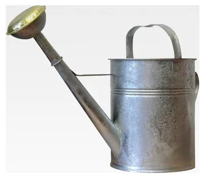 Produktbild von Gießkanne aus verzinktem Blech, 10 Liter, mit Messing-Brausekopf, in runder Form