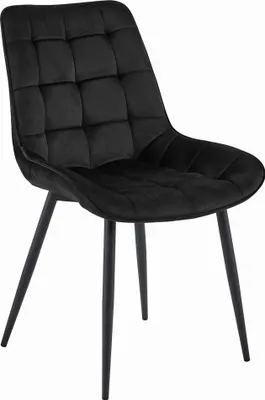 Obrázek produktu pro BARDI černá sametová židle s područkami, kovové nohy, rozměry 54x88x60 cm, do obývacího pokoje, ložnice, jídelny, nosnost do 110 kg