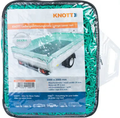 Produktbild von KNOTT Anhängernetz Ladungssicherungsnetz mit Randkordel 2000x3000 mm Maschenweite 35x35 mm Grün Abdecknetz Pkw
