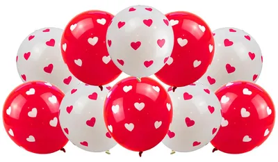 10 Herz-Latexballons, 12 Zoll, rot-weiß, romantisch