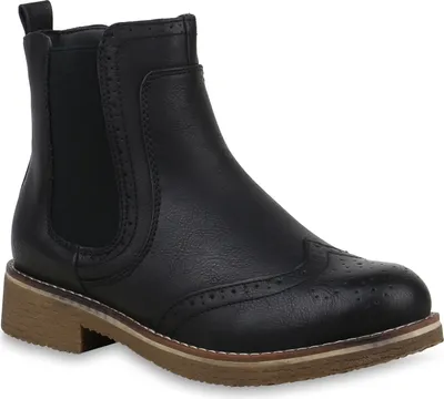 Produktbild von Mytrendshoe Damen Stiefeletten Chelsea Boots Leicht Gefütterte Freizeitschuhe 818251, Farbe: Schwarz, Größe: 39