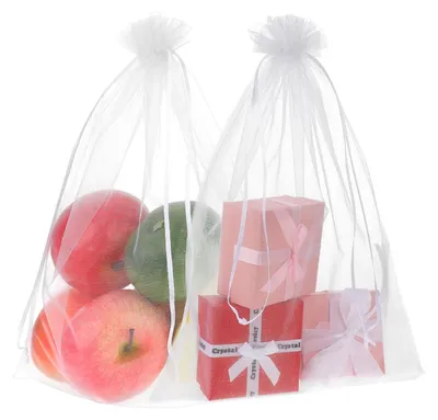 Produktbild von Organzasäckchen - 50 Stück mit Kordelzug - Schutzbeutel für Schmuck und Süßigkeiten - 15 x 20 cm Weiß