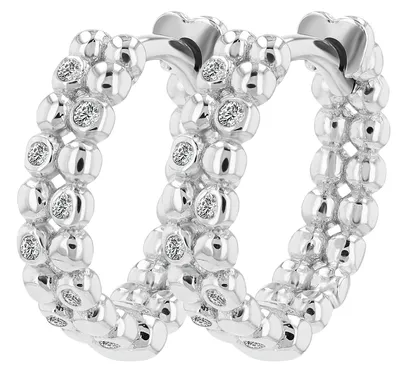 Produktbild von "Yelda" 925/- Echt Silber Klapp-Creolen mit Zirkoniabesatz, rhodiniert