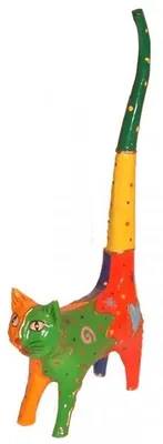 Produktbild von Ringkatze 20 cm aus Albesia-Holz bunt bemalt, Holz-Katze