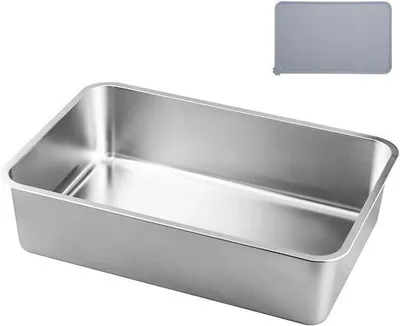 Immagine prodotto di Lettiera per gatti in acciaio inossidabile, grande, 50x35x20 cm