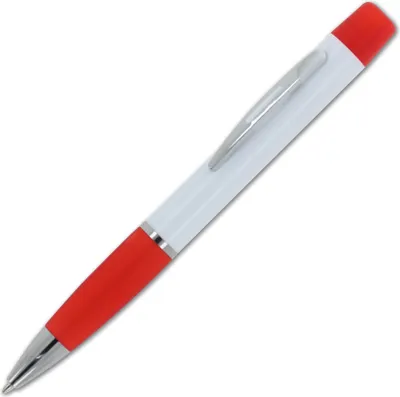Produktbild von Kugelschreiber / mit dreifarbigen Textmarker / Farbe: weiß-rot
