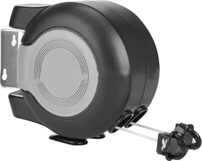 Obrázek produktu pro Dvojitá zatahovací prádelní šňůra Vnitřní venkovní oděvní linka Heavy Duty zatahovací lano pro praní oděvů 30m černá šedá
