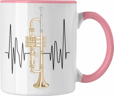 Produktbild von Trendation - Posaunist Tasse Geschenk Grafik Posaune Herzschlag Geschenkidee Spruch Lustig (Rosa)