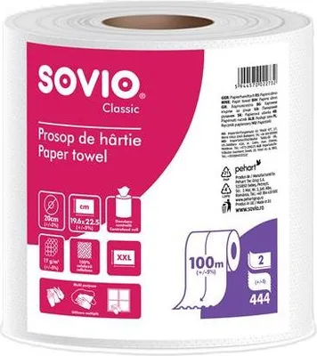 Produktbild von Papierhandtücher, weiß, 2-lagig, 100 m, Durchmesser 20 cm, 1 Rolle, SOVIO PP20963