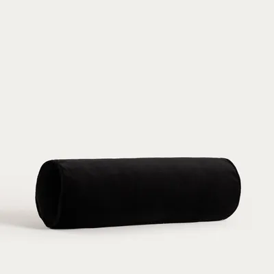 Produktbild von HOMLA FINA-Kissen aus schwarzem Baumwollsamt, zylinderförmig, 20 x 60 cm