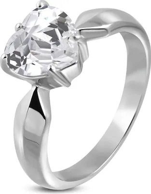 Produktbild von Verlobungsring Zirkonia Stein Herz-Form Damen-Ring Solitär-Ring Edelstahl Autiga® silber 59 - Ø 18,78 mm