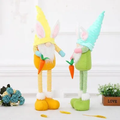Obrázok produktu pre Veľkonočný zajačik Gnome – sada 2 ks, plyšová hračka, veľkonočná dekorácia