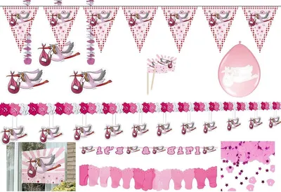 Produktbild von 67 teiliges Partyset Geburt Mädchen