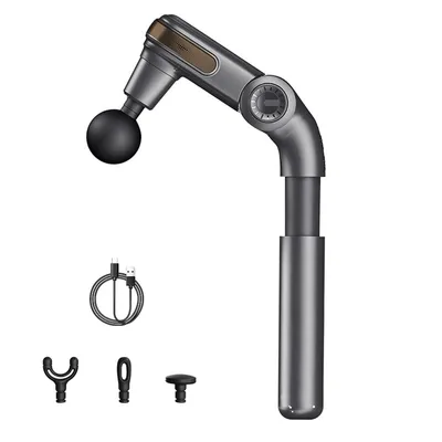 Produktbild von Massagepistole, Faltbarer Elektrischer Massagehammer mit 5 Geschwindigkeiten, 4 Massageköpfen, 1500mAh Akku, für Rücken, Nacken & Beine