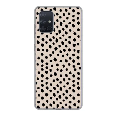 Produktbild von MuchoWow® Handyhülle Schutzhülle Hülle für Samsung Galaxy A51 Polka dots - Schwarz - Beige Silikon Softcase Handy Hülle - Schutzabdeckung