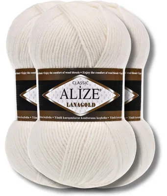 Produktbild von Alize 3x 100g Lanagold Wolle, Uni, Häkeln, Stricken (450)