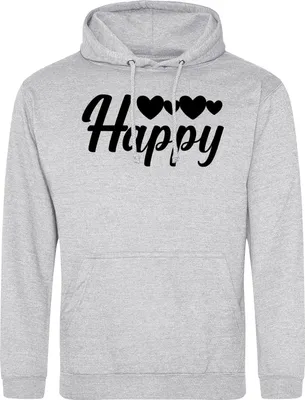 Produktbild von Huuraa Uni Hoodie Happy Herzen S Heather Grey Vegan Sweatshirt Geschenkidee