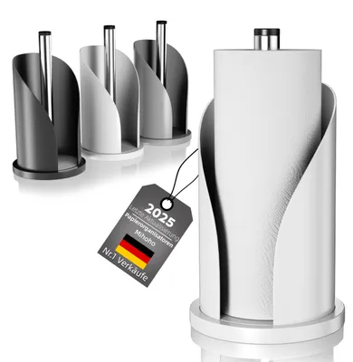 Produktbild von Famanu Küchenrollenhalter Edelstahl - Freistehender Organizer in Weiß