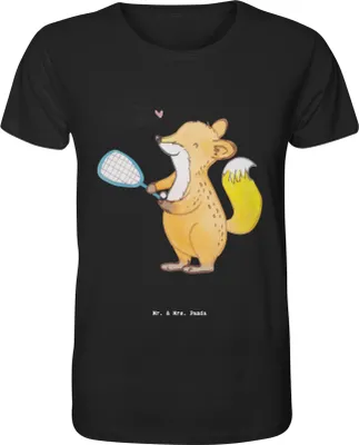 Produktbild von Mr. & Mrs. Panda Tshirt Fuchs Squash spielen Größe L - Schwarz - Geschenk, herren shirt, T-Shirt, Herren-T-Shirt, Oberteil, Print-T-Shirt, Squashhalle, Ballsport