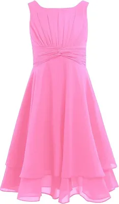 Produktbild von Mädchen Sommer Kleid Gr. 140 Cm Chiffon Ärmellos Partykleid Knielang Hochzeit Blumenmädchen Brautjungfernkleid