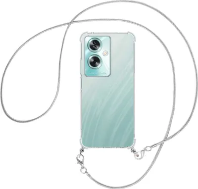 Produktbild von Handykette Backcover-Schutzhülle mit Band (Metall silberfarben) für Oppo A79 5G (6.72'') - silberfarbene Snake-Kette