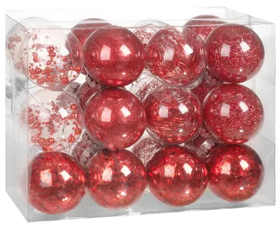 Immagine prodotto di Casaria Palline di Natale 24 Pz. Ø6cm Infrangibili Riempibili Trasparenti con Addobbi Deco Interne