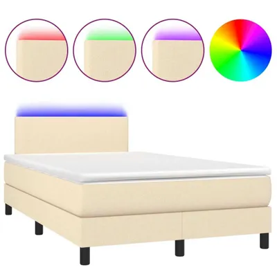 Produktbild von Boxspringbett mit Matratze & LED Creme 120x200 cm Stoff