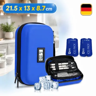 Produktbild von Insulin Pen Kühltasche Reise Tasche Diabetiker Zubehör mit 2 Kühlpacks Portable