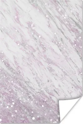 Produktbild von MuchoWow® Poster Marmor - Glitzer - Rosa 120x180 cm - Kunstposter