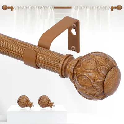 Image de TANGWIN : Tringles à rideaux en bois pour fenêtres, de 71,1 à 122,9 cm, section de 2,5 cm