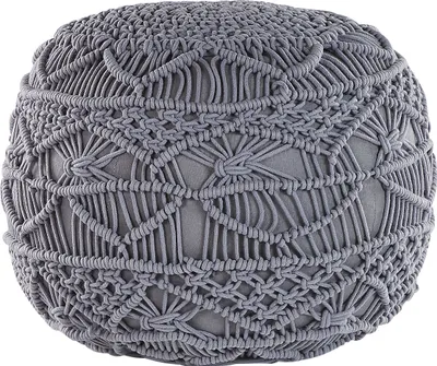 Produktbild von BELIANI Pouf Grau Baumwolle Rund 40 x 40 cm gestrickt Boho-Stil