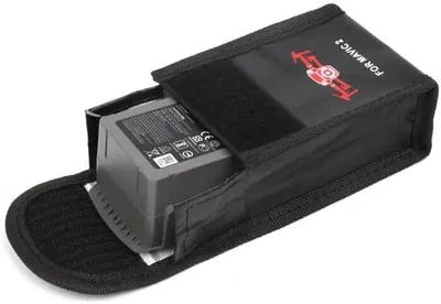 Obrázok produktu pre Bezpečnostná taška na RC batérie | ochrana proti výbuchu Lipo | ohňovzdorná nabíjacia taška, rozmery 80 x 110 x 48 mm | pre batérie DJI MAVIC 2, čierna