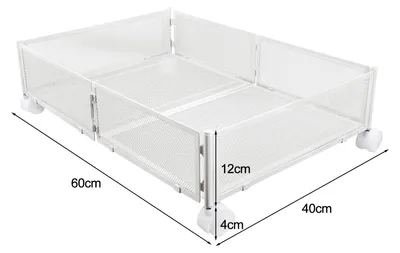 Produktbild von Unterbett Aufbewahrungsbox - Rollbox mit Rädern - Metall - Faltbar - 60x40x17 cm - Weiß