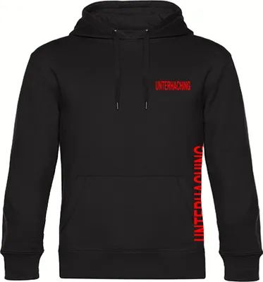 Produktbild von multifanshop Kapuzen Sweatshirt - Unterhaching - Brust & Seite, schwarz, Größe XXL
