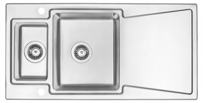 Produktbild von Edelstahl Einbauspüle 1,5 Becken 100 x 50 cm, silber, mit Abtropffläche