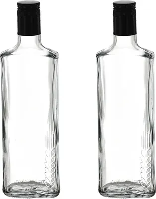 Produktbild von 2 x Glasflasche 250 ml mit Schraubverschluss – Likörflasche mit Kornähren-Motiv, Flasche für Schnaps, Saft, Sirup, Öl & Essig