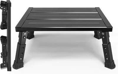 Produktbild von Famanu Aluminium-Hocker mit 1 Stufe - Klappbar, 3-fach höhenverstellbar, breiter Antirutsch-Oberfläche, belastbar bis 260 kg, schwarz
