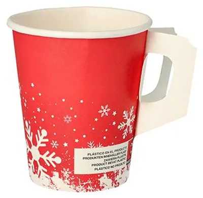 Produktbild von 2000x Pappbecher für Heißgetränke mit Henkel, 0,2 l mit Motiv "Winter Time" Glühwein Pusch