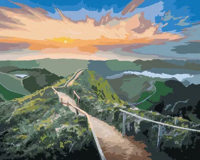 Produktbild von Zuty - Malen nach Zahlen - BERGLANDSCHAFT MIT WANDERWEG, 40x50 cm, ohne Keilrahmen