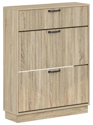 Immagine prodotto di Armadio per scarpe HOORN, 78 x 24 x 100 cm, realizzato in materiale composito, finitura effetto legno Sonoma