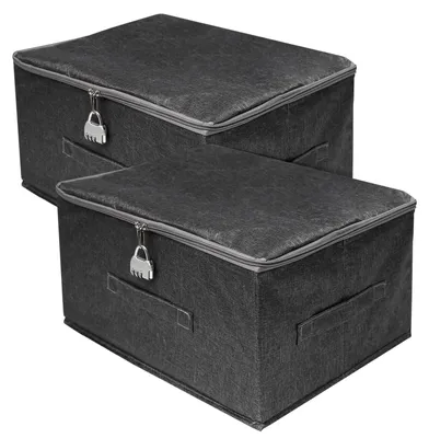 Imagen del producto de 2 cajas de almacenamiento con cierre y candado numérico - 40 x 30 x 21 cm