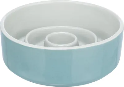 Produktbild von TRIXIE Slow Feeding Keramiknapf  - grau/blau - 0,9 l/ø 17 cm