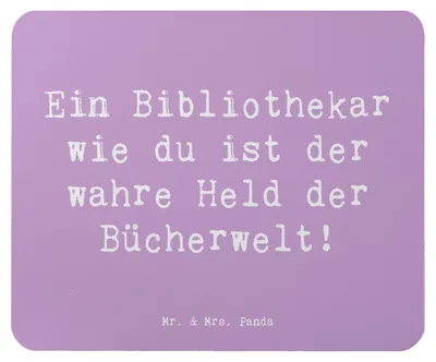 Produktbild von Mr. & Mrs. Panda Mousepad Spruch Bibliothekar Held - Lavendeltraum - Geschenk, mousematte, Bedanken, Aufmerksamkeit, laptop mauspad, Danke sagen, Mouse Pad, computer