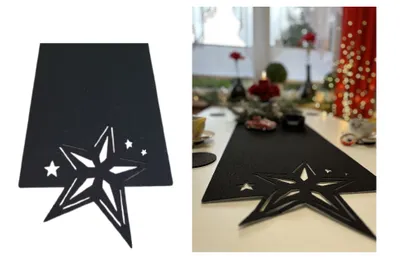 Produktbild von Tischläufer aus Filz Abwaschbar Tischdecke Still Grau hitzebeständig Filztischläufer Tischschutz (Schwarz_Weihnachten Stern, 30 x 100)