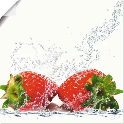 Produktbild von ARTland Poster Erdbeeren mit Spritzwasser Größe: 30x30 cm