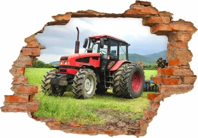 Produktbild von 047 Wandtattoo Traktor - Loch in der Wand  - 1000 x 700 mm